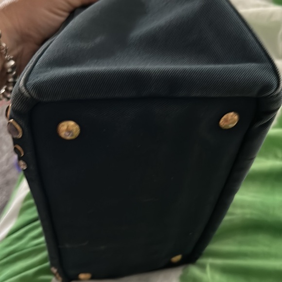 Prada canopy jean material medium size tote style purse wear on handle - Picture 5 of 6